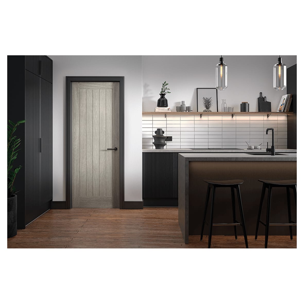 Polished Chrome Euro Lock Door Handles on Rose Pack - Rimini Range - view 2