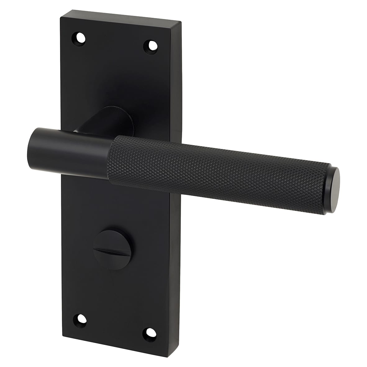 Matt Black Knurled Bathroom Door Handles - Remi Range - 155 x 55mm - view 2