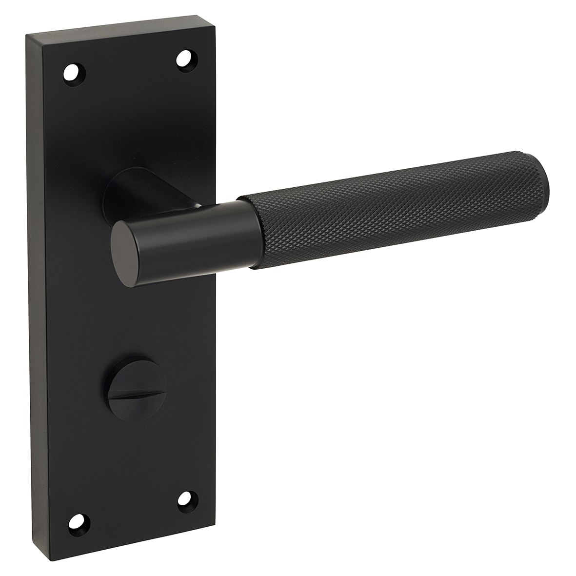 Matt Black Knurled Bathroom Door Handles - Remi Range - 155 x 55mm - view 4