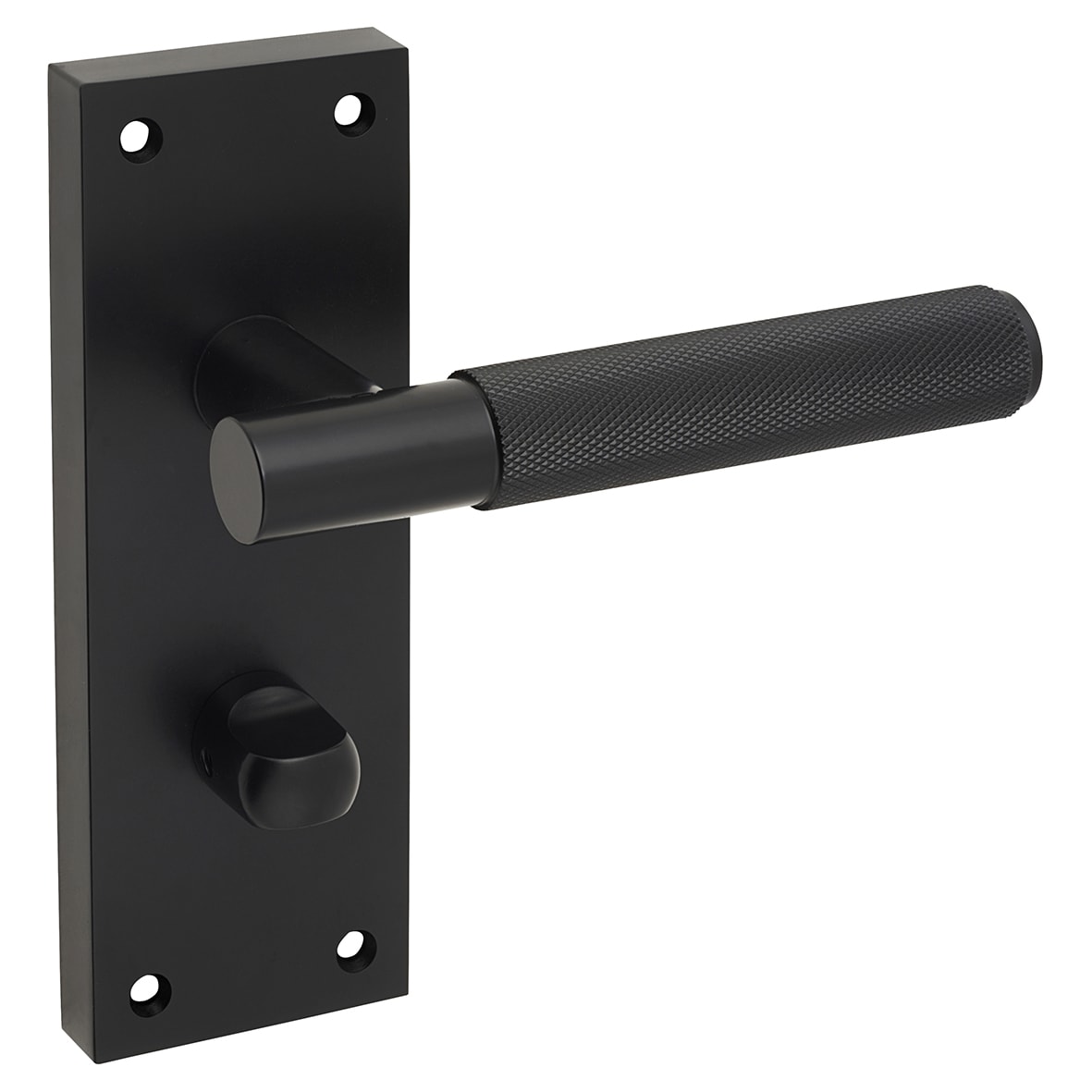 Matt Black Knurled Bathroom Door Handles - Remi Range - 155 x 55mm - view 5