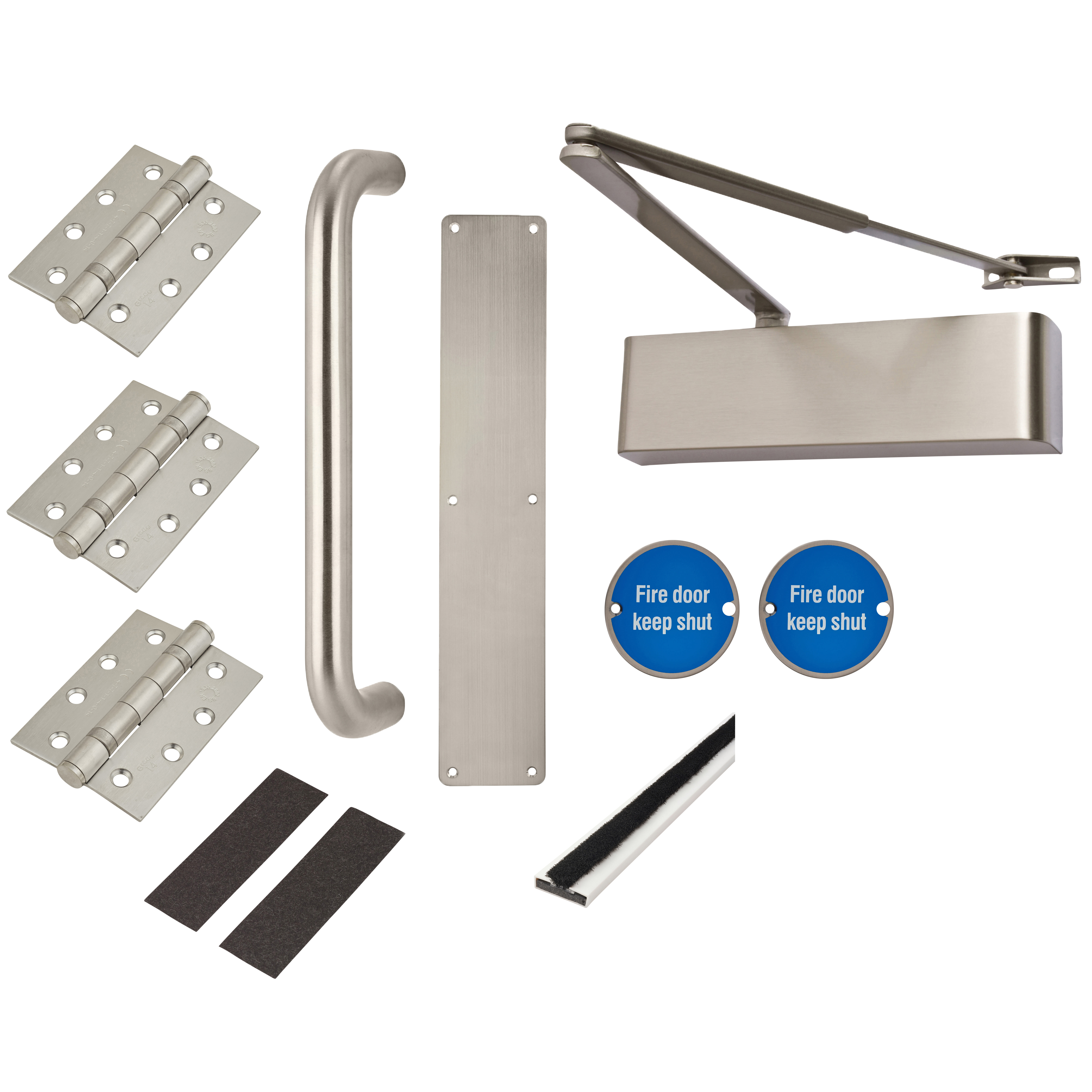 Heavy Duty Pull Door Handle Fire Door Kit - Power Size 2-5 - Push/Pull Mounting - Stainless Steel - view 2