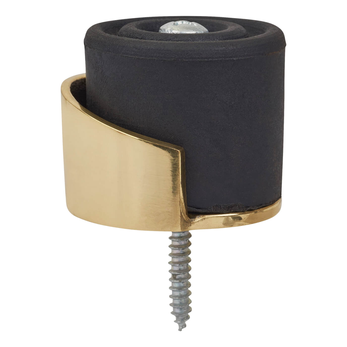 Round Floor Mounted Door Stop - 30 x 35mm - Polished Brass - view 3