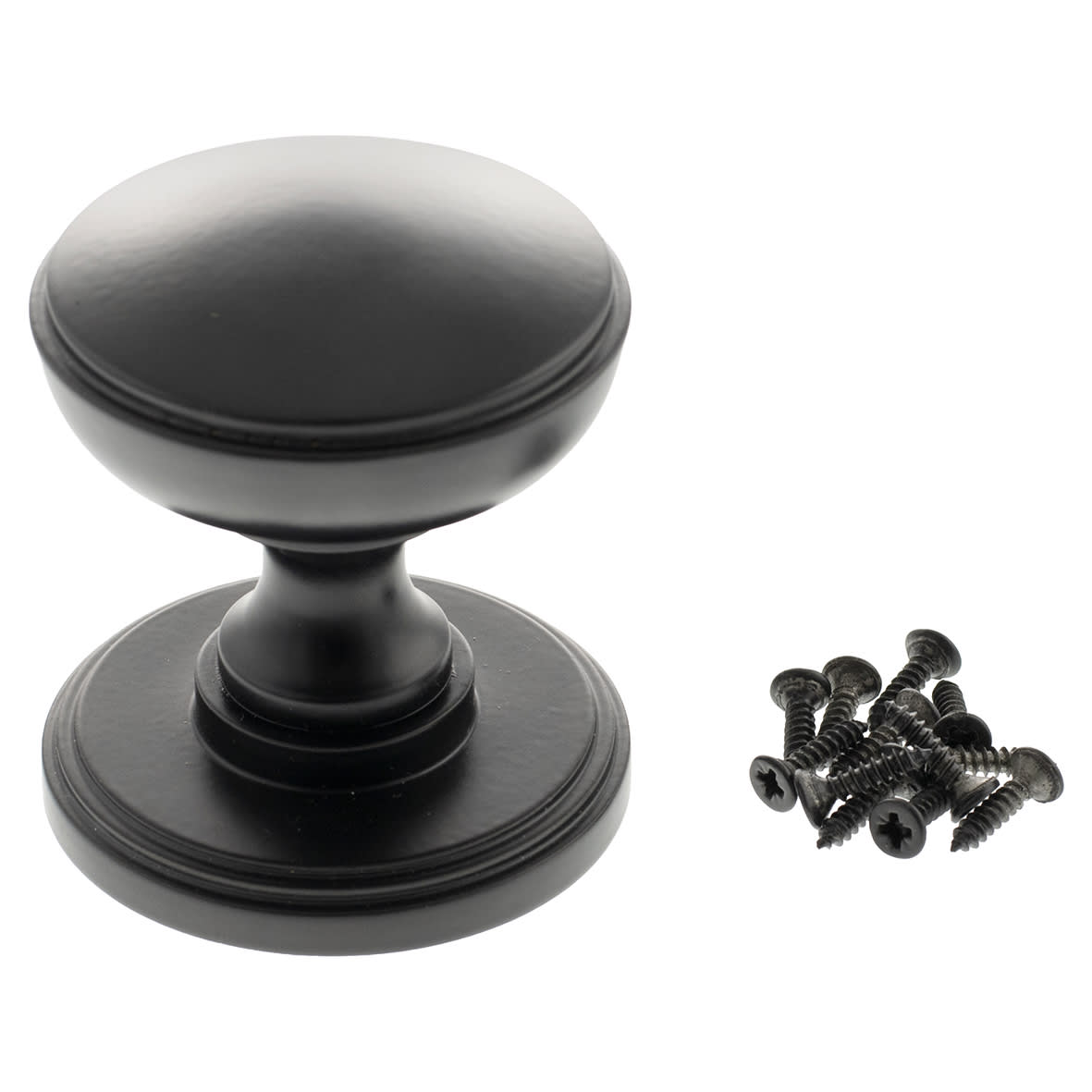 Millhouse Brass Edison Domed Mortice Door Knob - 65mm Rose Diameter - Matt Black - view 5