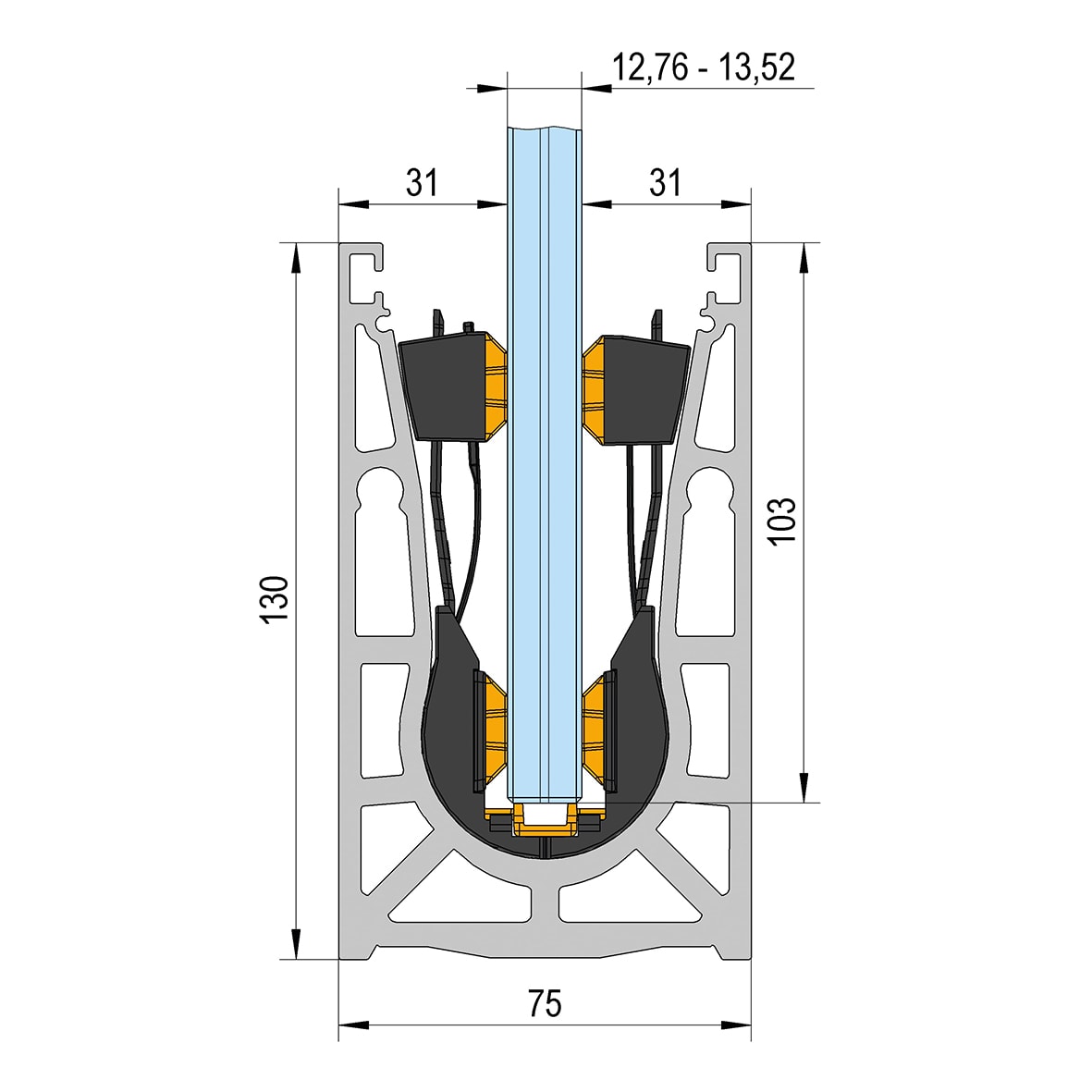 VetroMount Top Mount Balustrade Channel - 2500mm Length - Aluminium - view 7