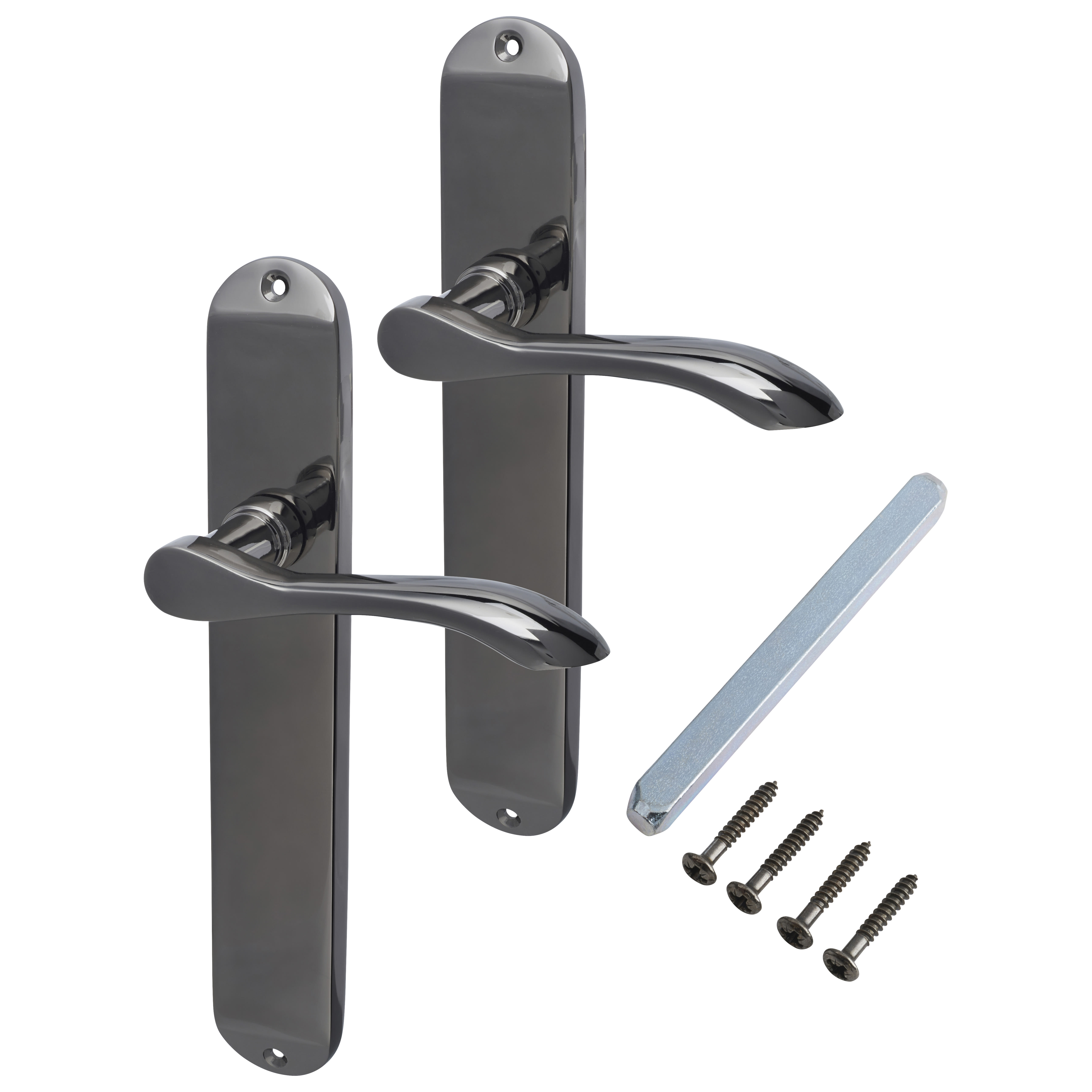 Black Nickel Latch Door Handles - Long Plate - Altea Range - 240 x 40mm - view 3