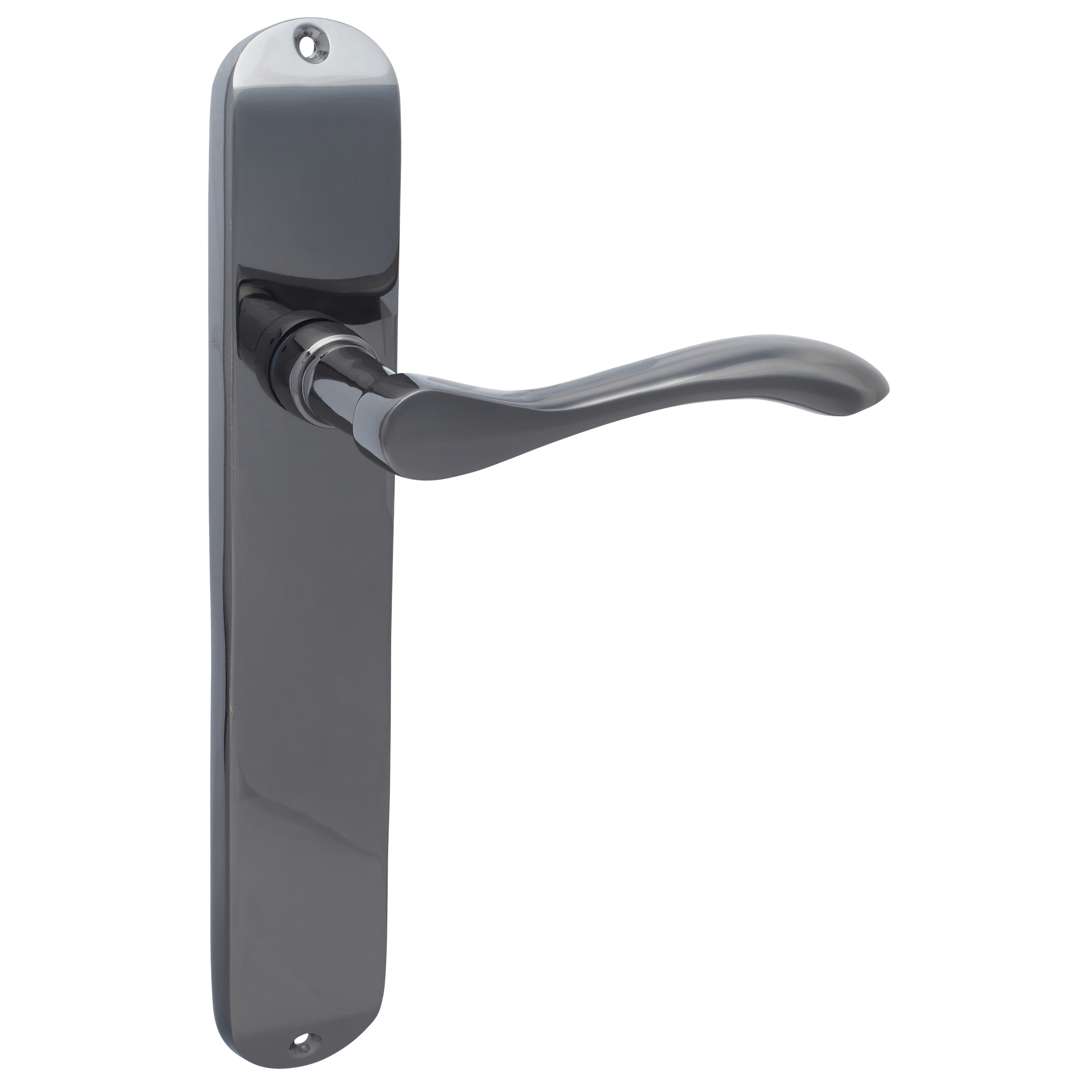 Black Nickel Latch Door Handles - Long Plate - Altea Range - 240 x 40mm - view 4