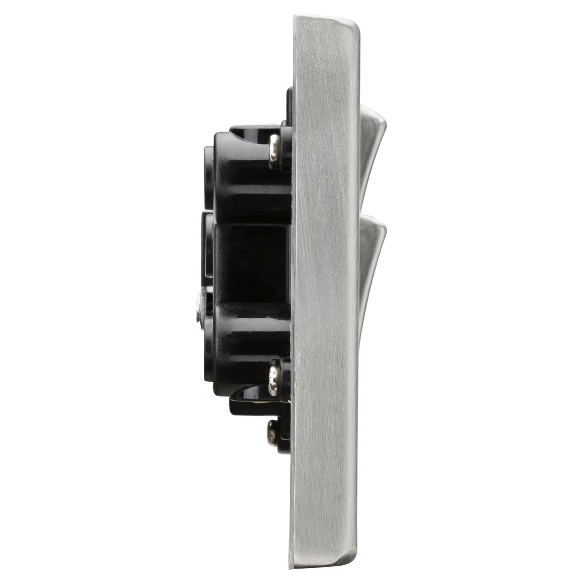 45A Square Edge DP Cooker Switch & 13A Socket & Neons - Brushed Chrome & Black Insert - view 2