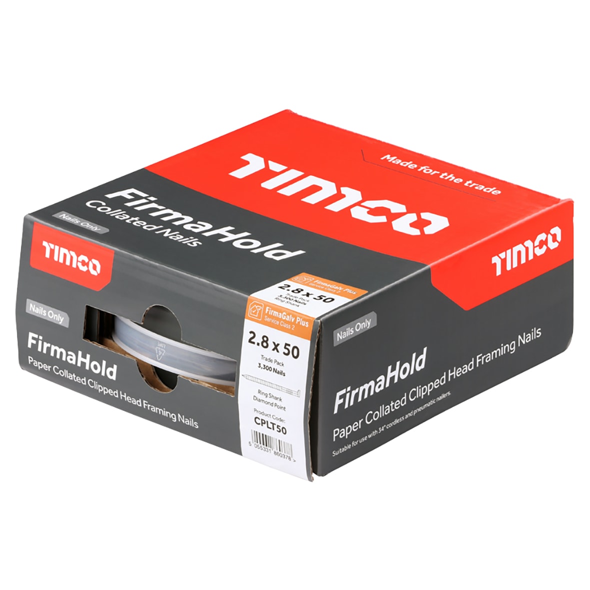 FirmaHold First Fix Nail - Ring - 34° Angled - 2.8 x 50mm - FirmaGalv+ - Pack of 3300 - view 2