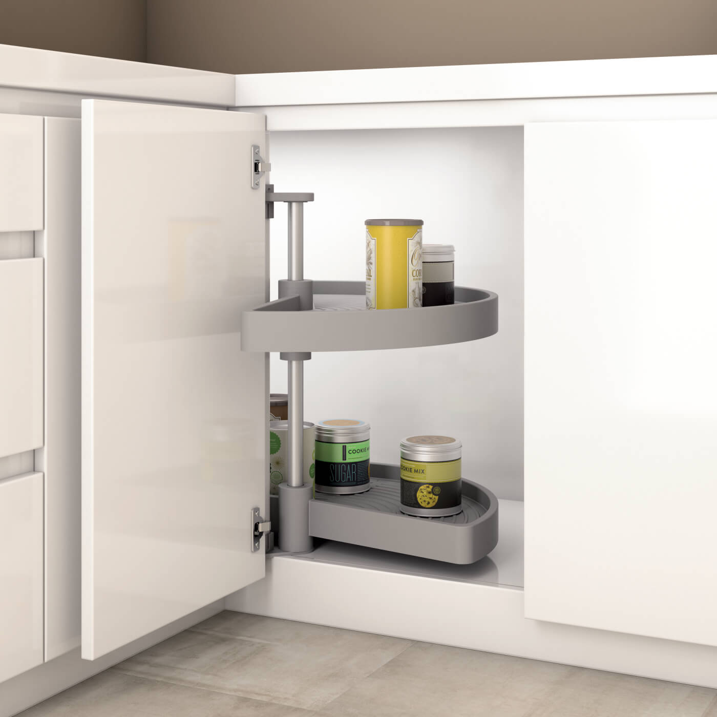 1/2 Tray Carousel Set - Cabinet Width 900mm - Grey Plastic - view 3