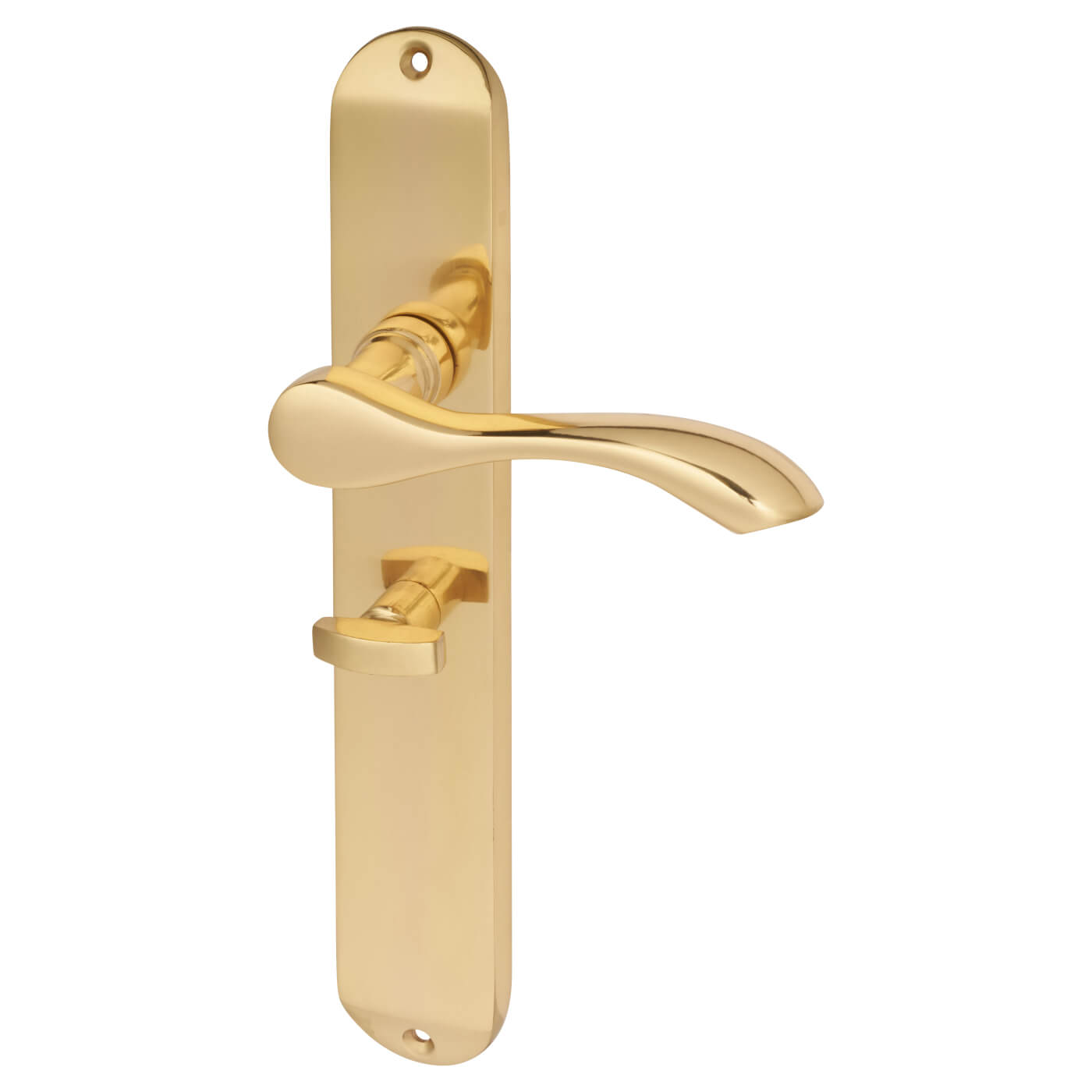 Polished Brass Bathroom Door Handles - Long Plate - Altea Range - 240 x 41mm - view 6