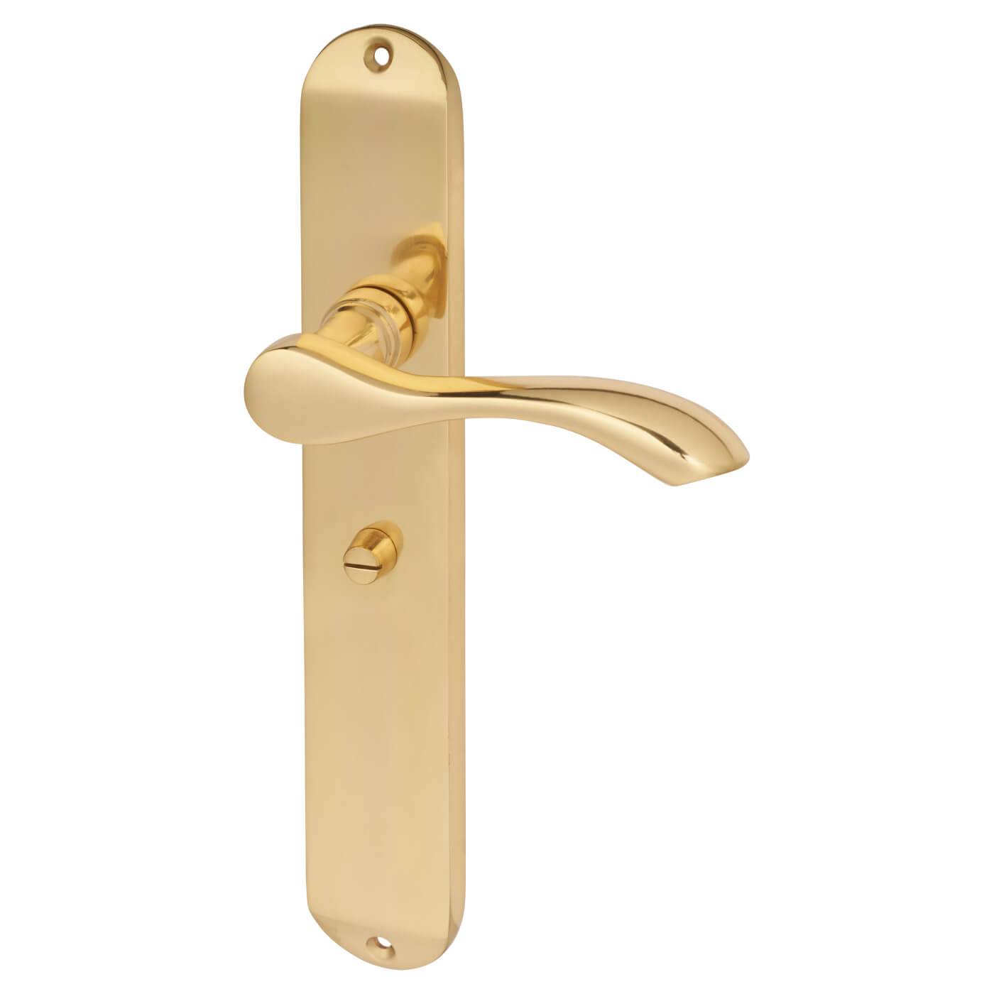 Polished Brass Bathroom Door Handles - Long Plate - Altea Range - 240 x 41mm - view 7