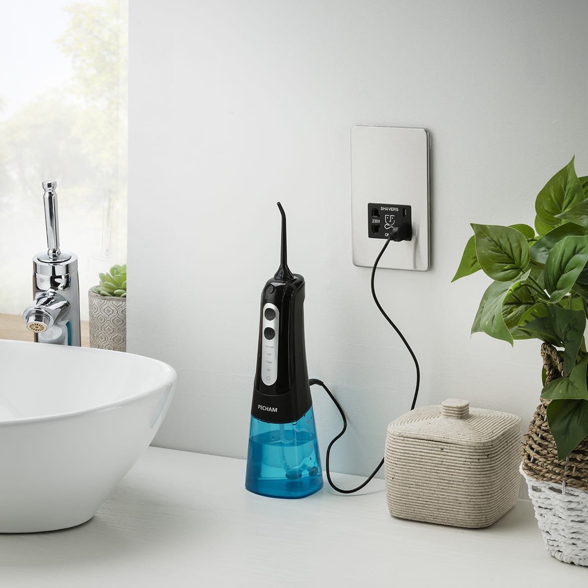230V Shaver Socket with Type A/C USB Ports - 2.4A - Brushed Chrome with Black Insert - view 2