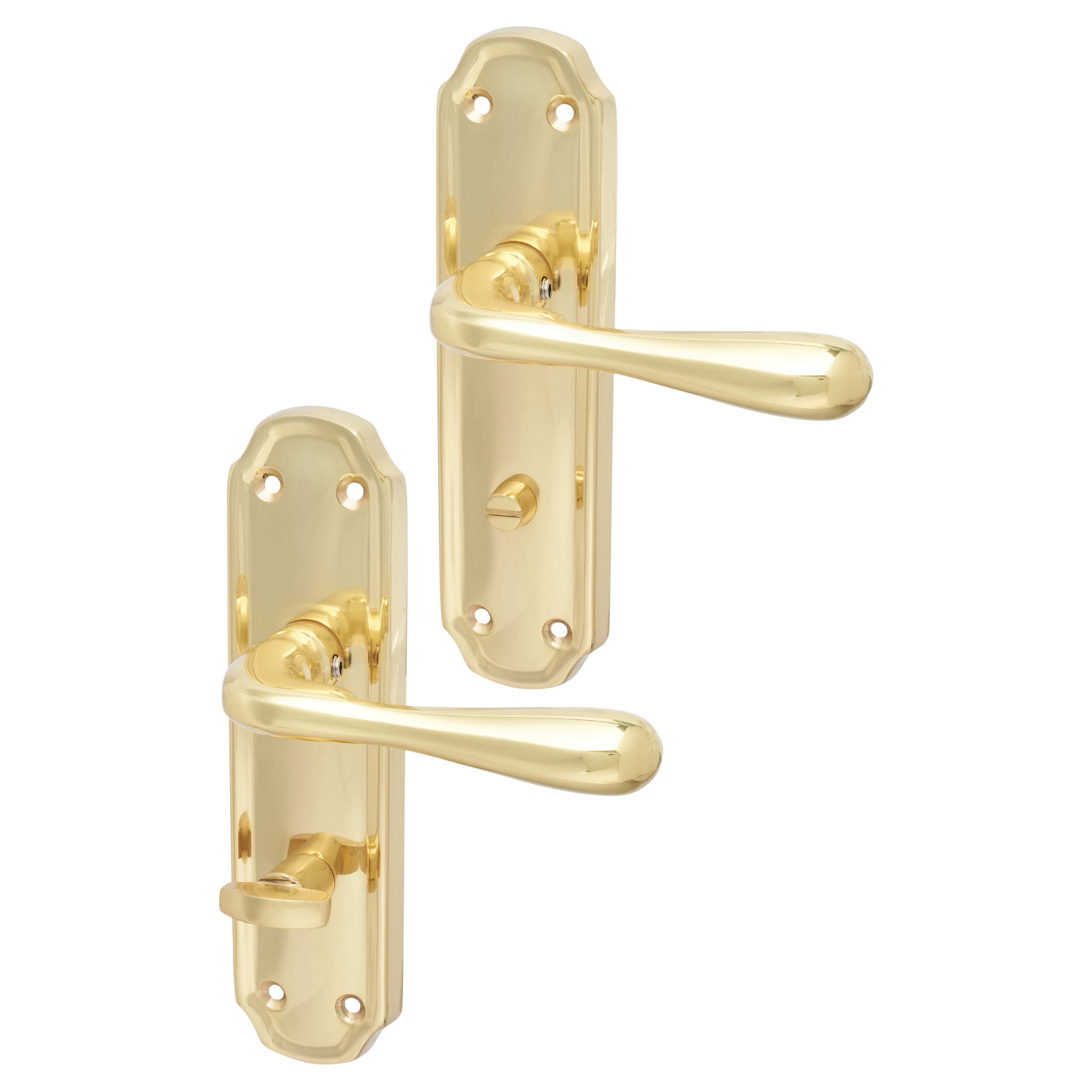 Polished Brass Bathroom Door Handles - Genoa Range - 168 x 45mm - view 2