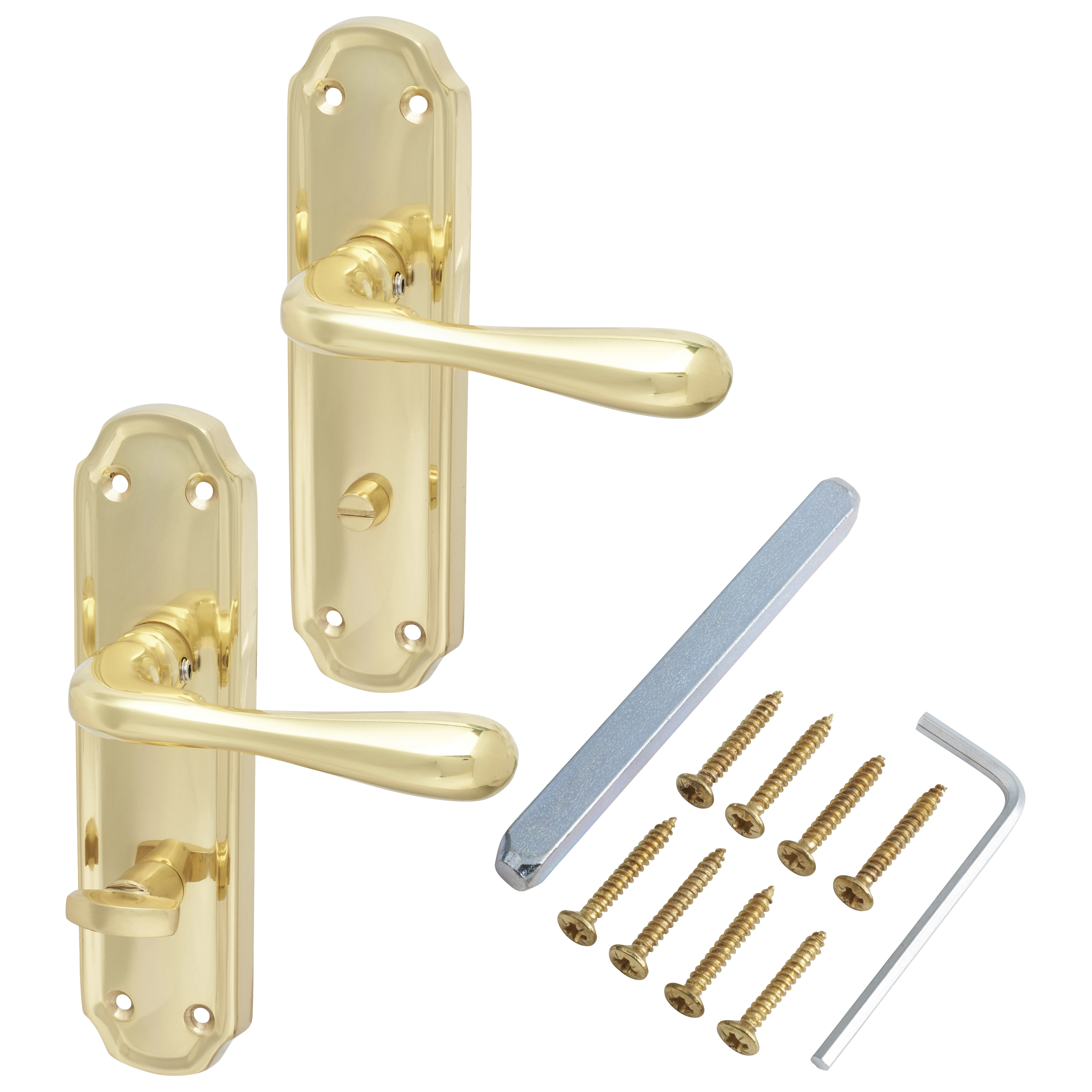 Polished Brass Bathroom Door Handles - Genoa Range - 168 x 45mm - view 3