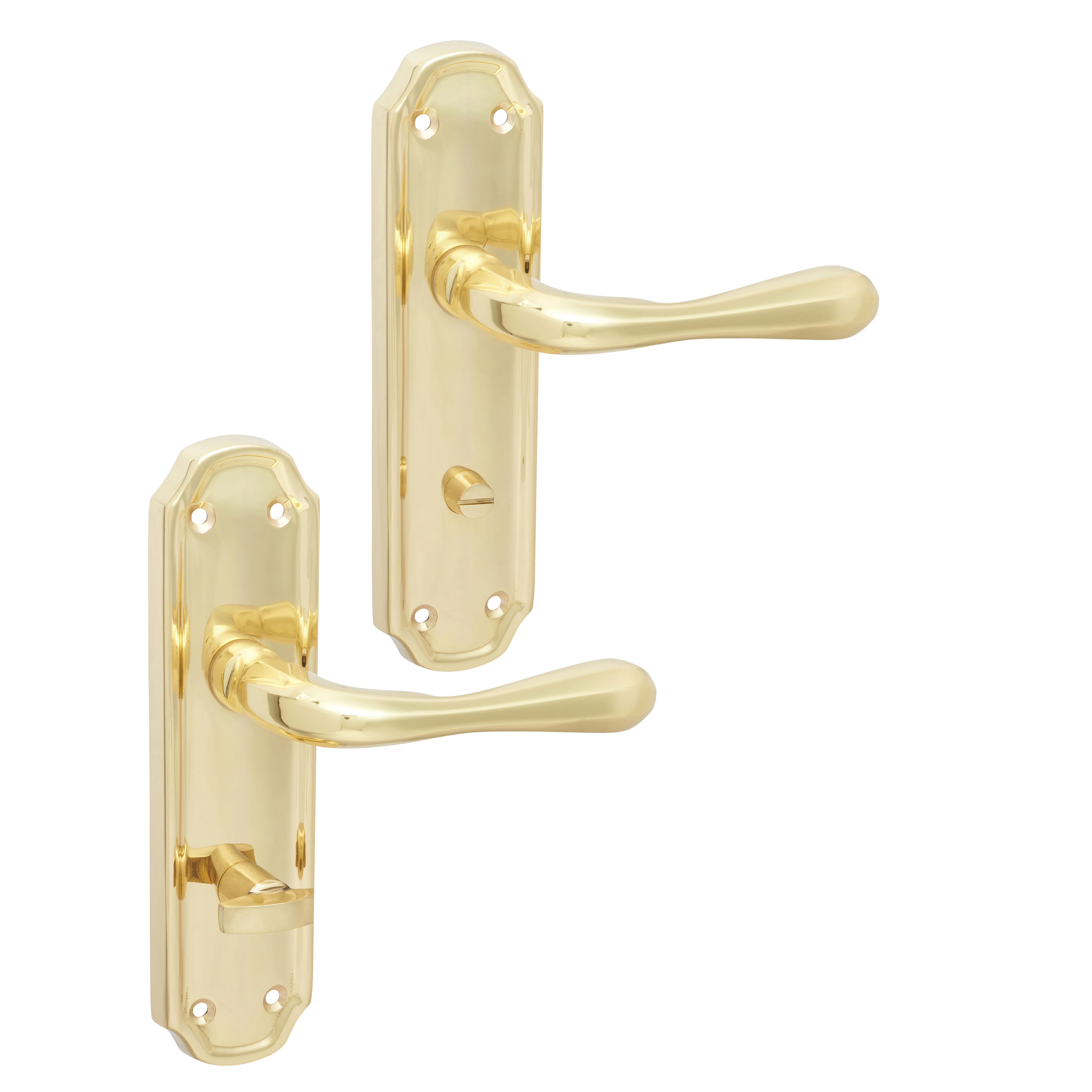 Polished Brass Bathroom Door Handles - Genoa Range - 168 x 45mm - view 4