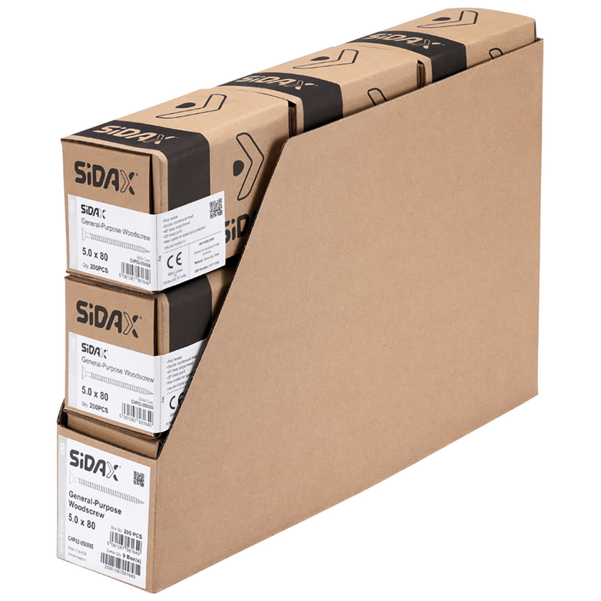 General Purpose Pozi Countersunk Chipboard Wood Screws - 5.0 x 80mm - Zinc Plated - Pk of 200 - view 3