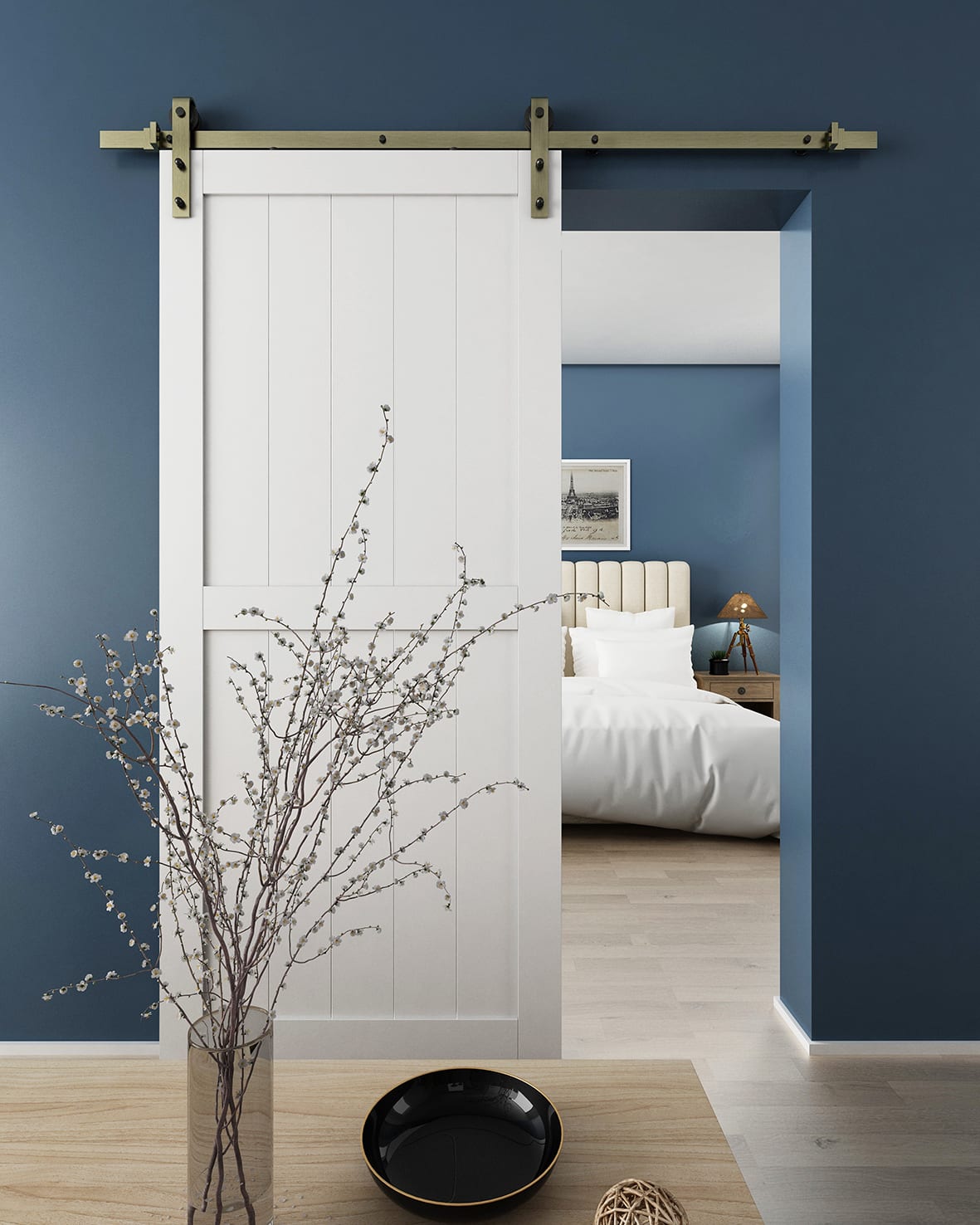 Barn Strap Soft Open/Close Sliding Door Gear - 2000mm Track - 60-80kg Max Door - Antique Brass - view 2
