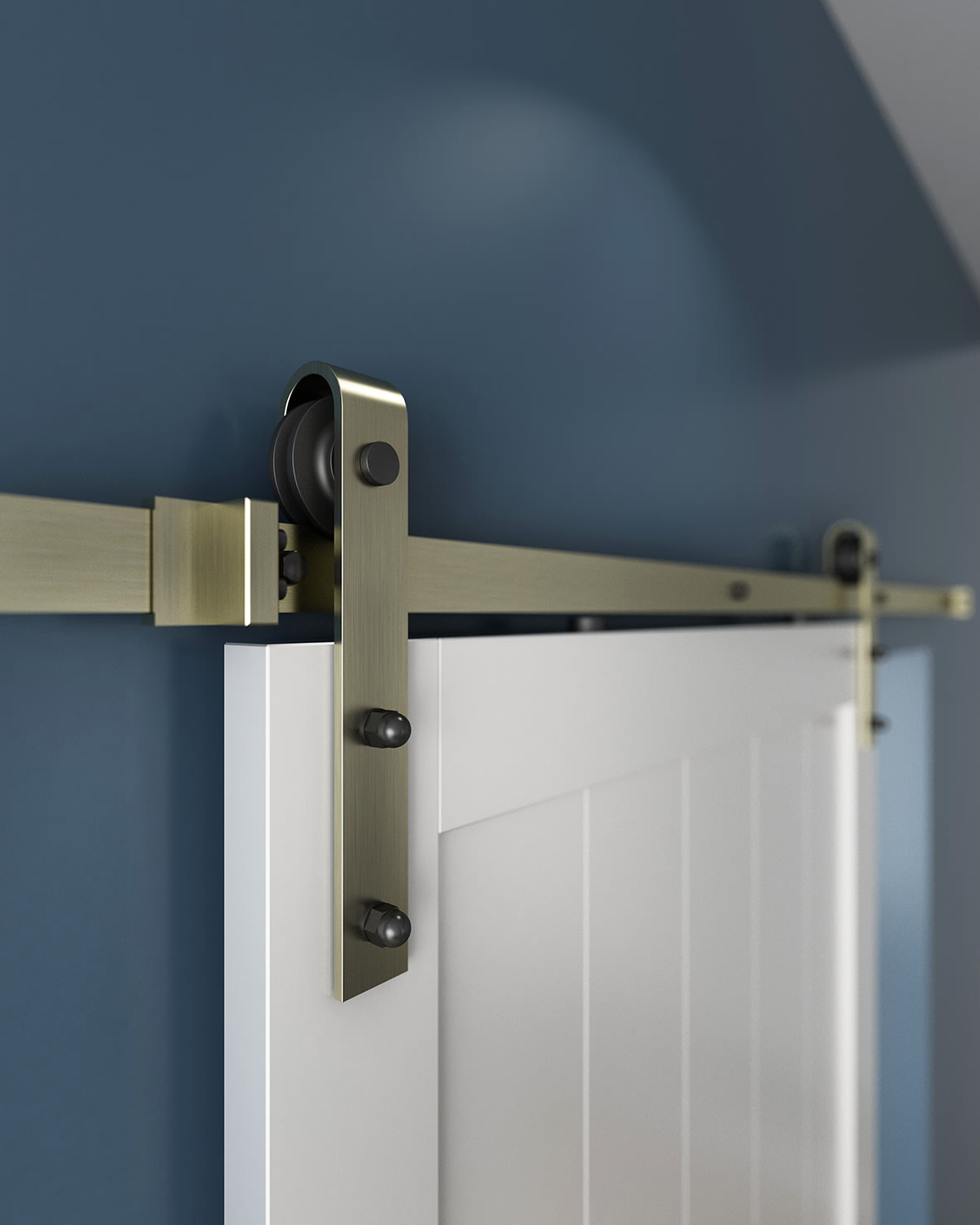 Barn Strap Soft Open/Close Sliding Door Gear - 2000mm Track - 60-80kg Max Door - Antique Brass - view 6