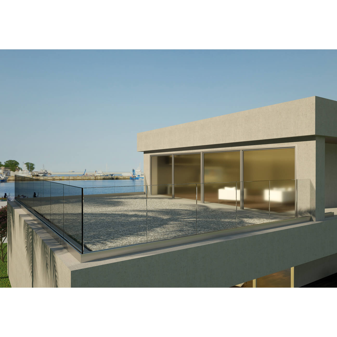 Sabco Aluminium Side Fix 2500mm Balustrade Rail Kit - 15mm Glass - Aluminium - view 5