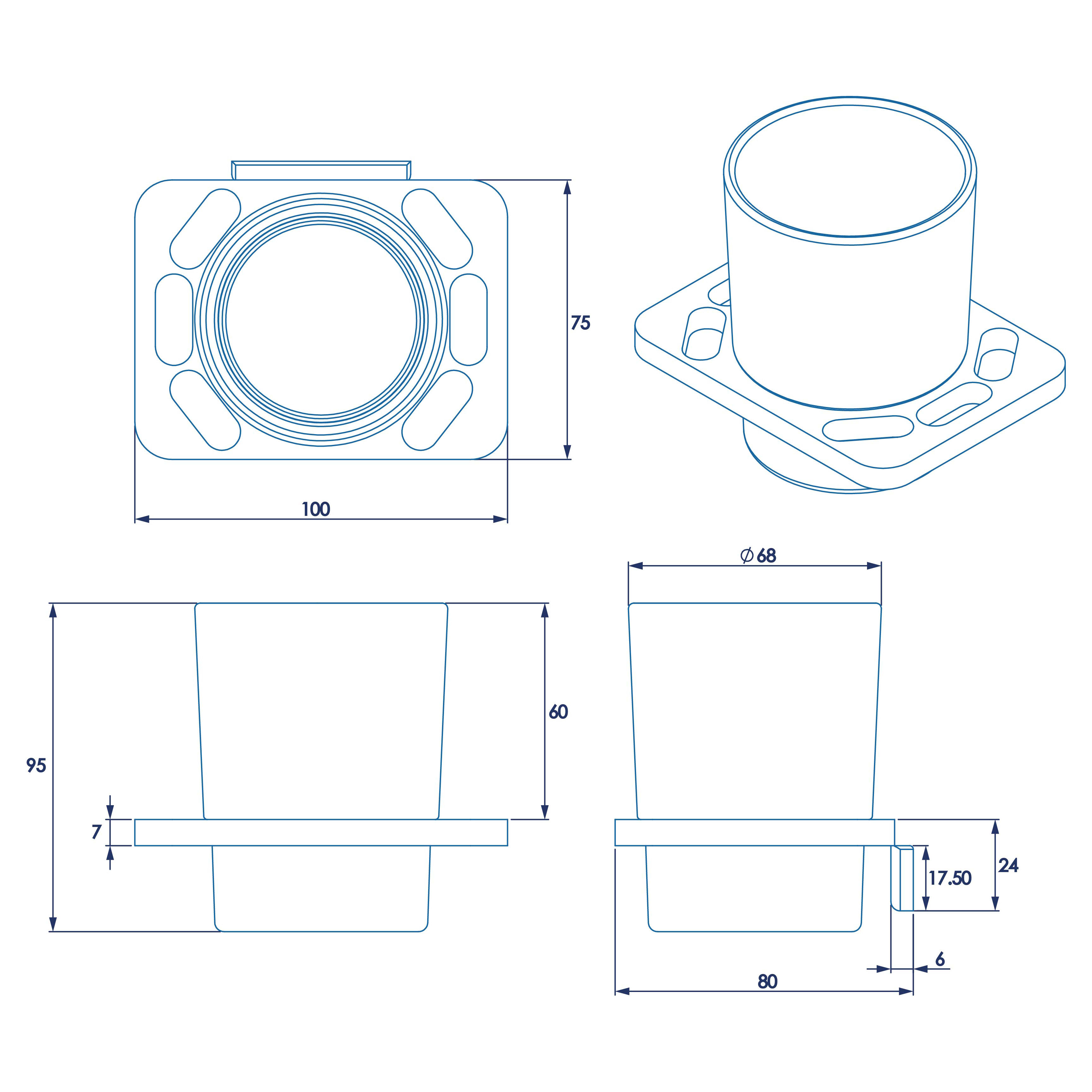 Sutton Tumbler & Holder - 95 x 100 x 80mm - Polished Chrome - view 7