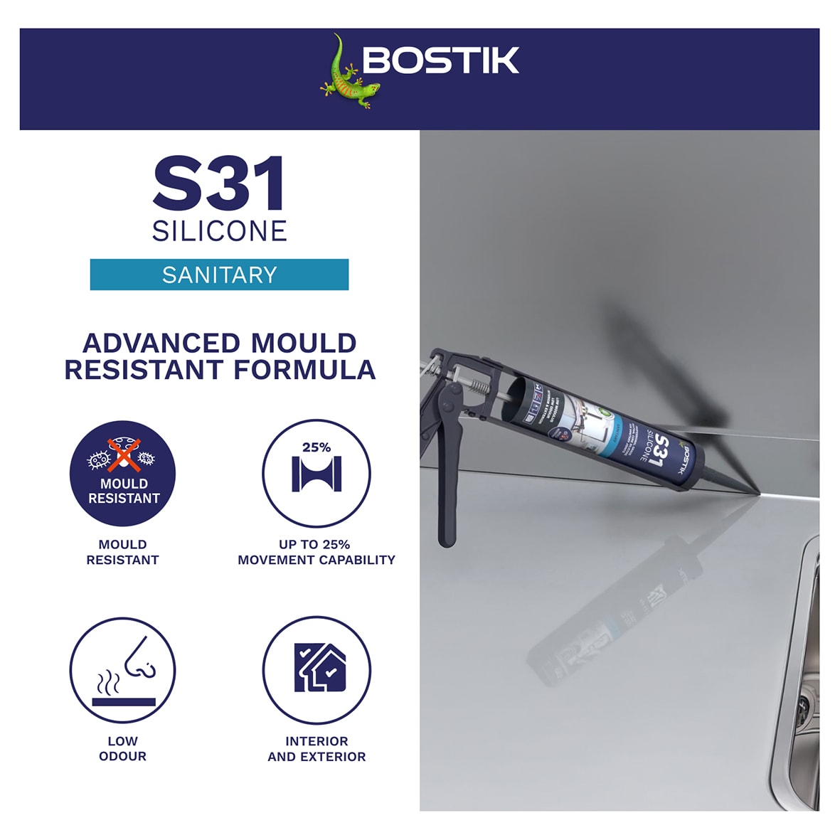 S31 Neutral Sanitary Sealant - 310ml - Clear - view 3