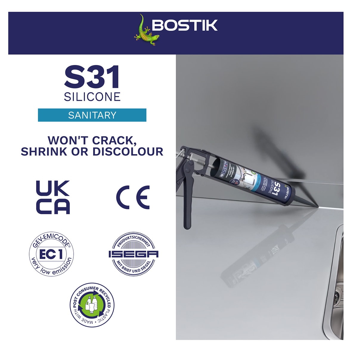 S31 Neutral Sanitary Sealant - 310ml - Clear - view 4