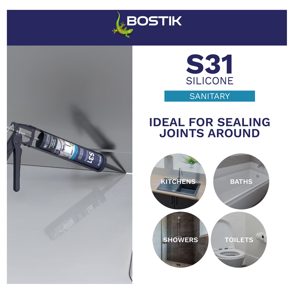 S31 Neutral Sanitary Sealant - 310ml - Clear - view 6