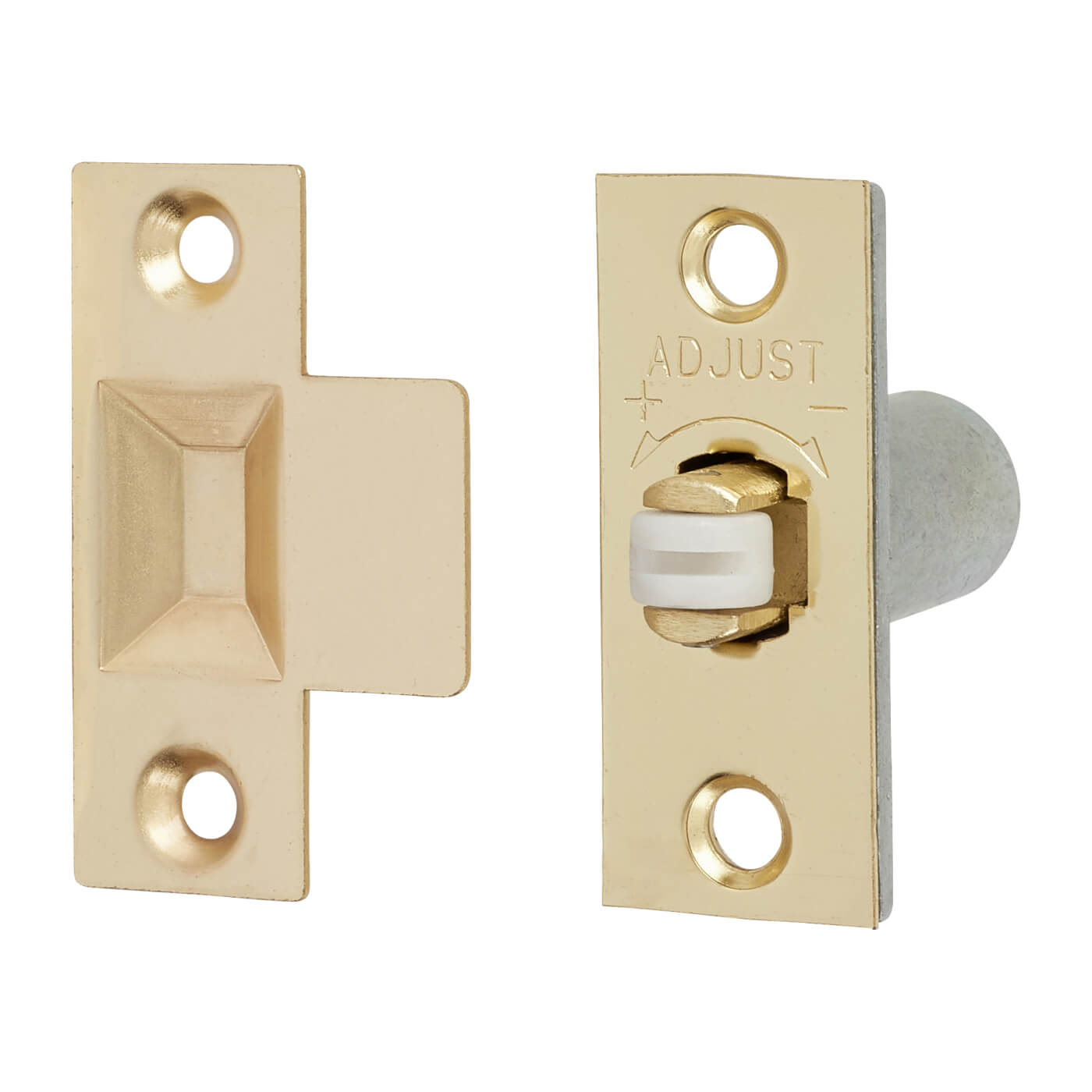 Adjustable Roller Catch - 24 x 59mm Faceplate - Polished Brass - Pack of 5 - view 2