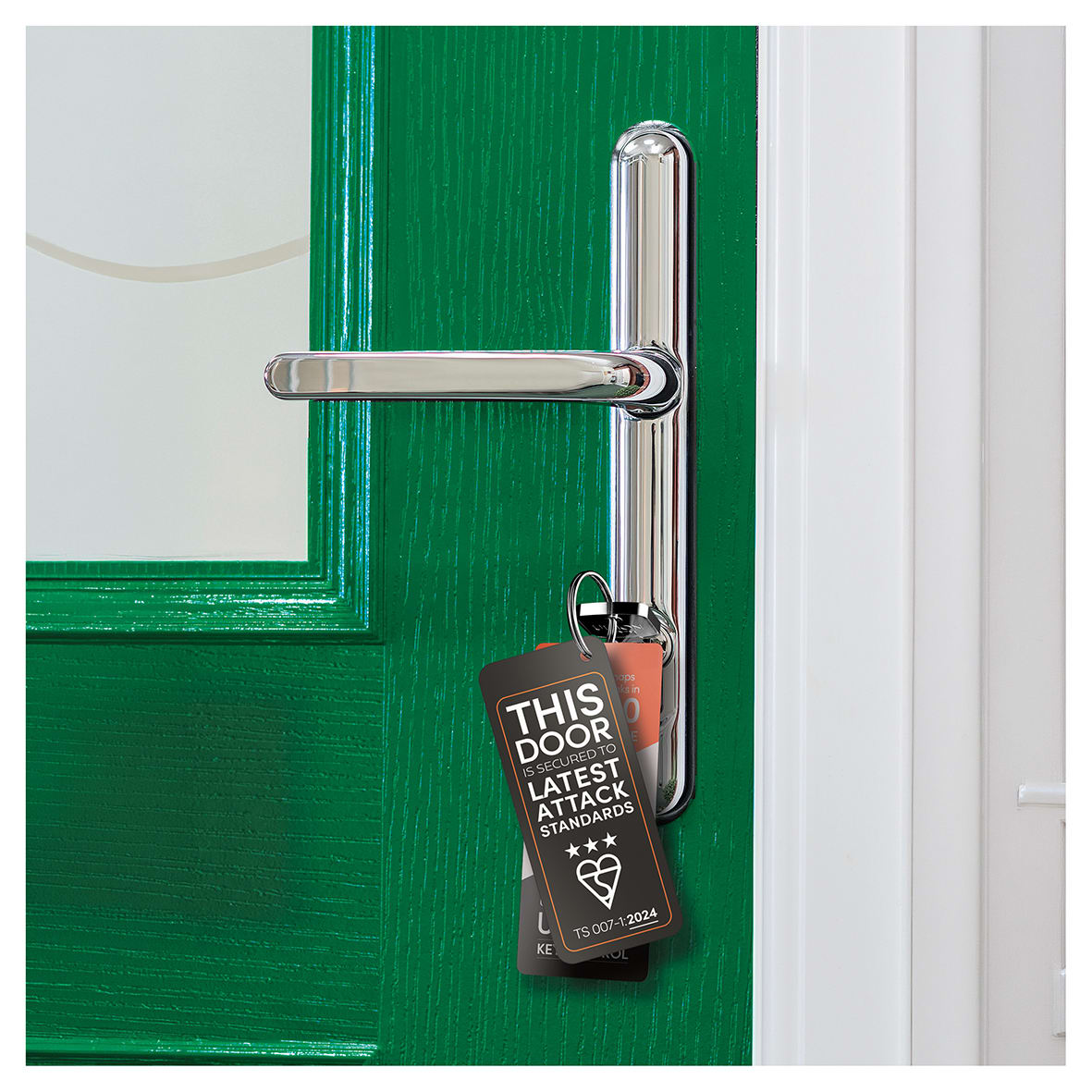 Dark Bronze Sprung Fire Rated Door Handles on Square Rose - CR-107 Range - view 6
