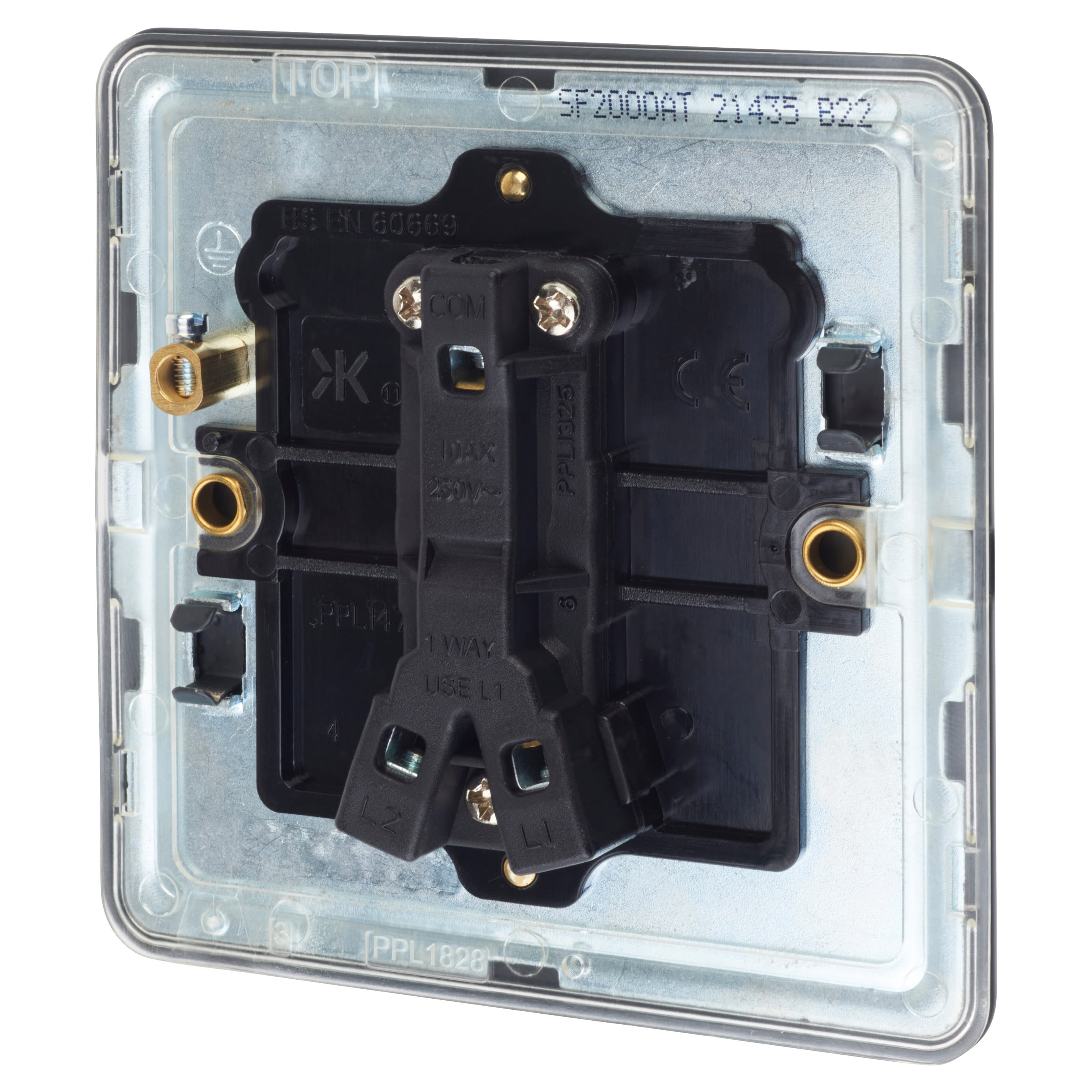 10AX 1 Gang Screwless Flat Plate Light Switch - Anthracite Grey - view 3