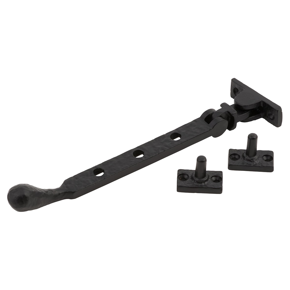 Bulb End Casement Window Stay - 8"/200mm Length - Antique Black Iron - view 2