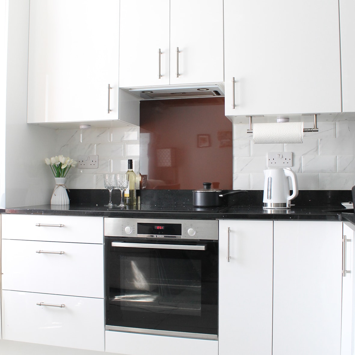 Aluminium Kitchen Splashback - 900 x 750mm - Gloss Chocolate - view 2
