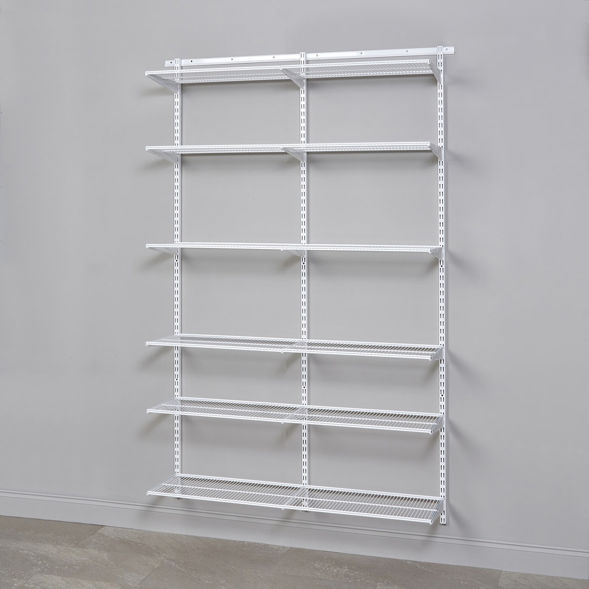 Wardrobe & Storage Starter Kit - 2 Bay, 12 Ventilated Wire Shelf -1248 x 2140 x 320mm - White - view 2