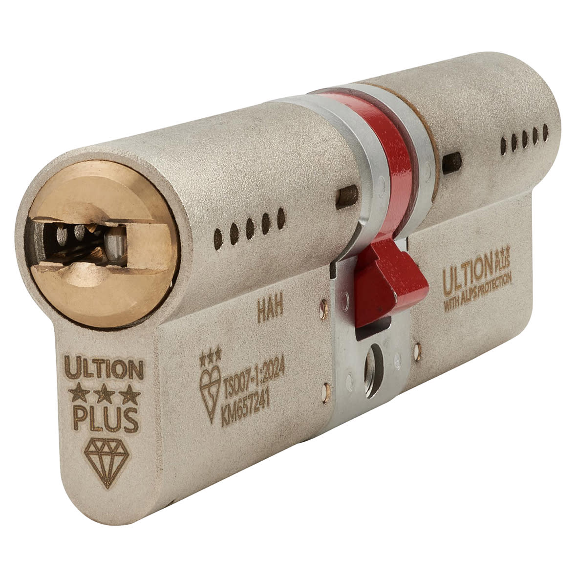 ALPS 3 Star PLUS Euro Double Cylinder - 50mm + 50mm - Satin Nickel/Brass - Keyed Alike - Pair - view 2
