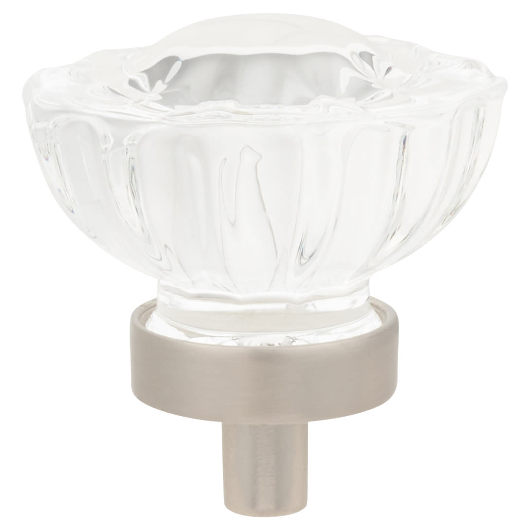 Faceted Glass Cabinet Knob - 35mm Diameter - Satin Nickel - view 3