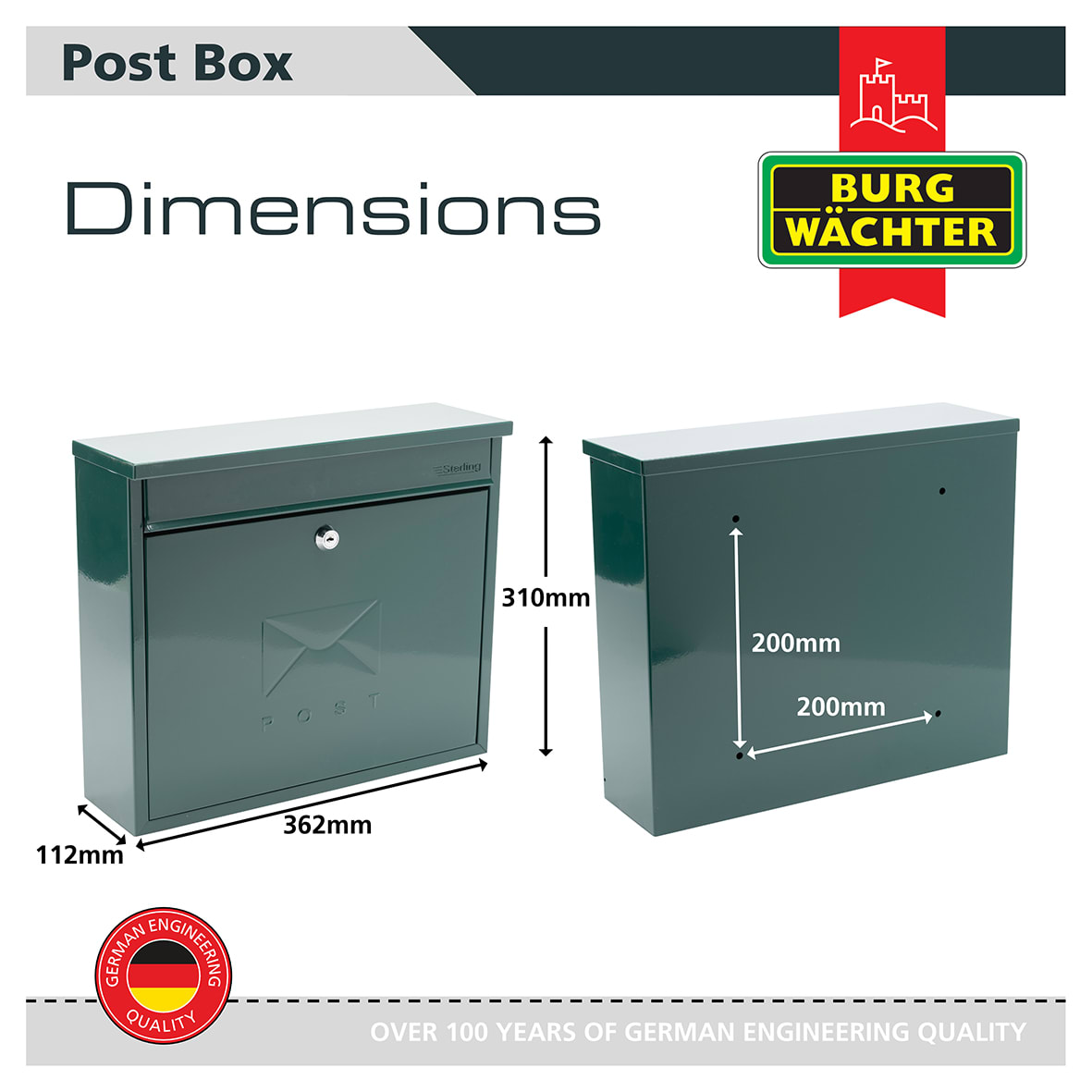 Elegance Mailbox - 362 x 310 112mm - Green - view 4