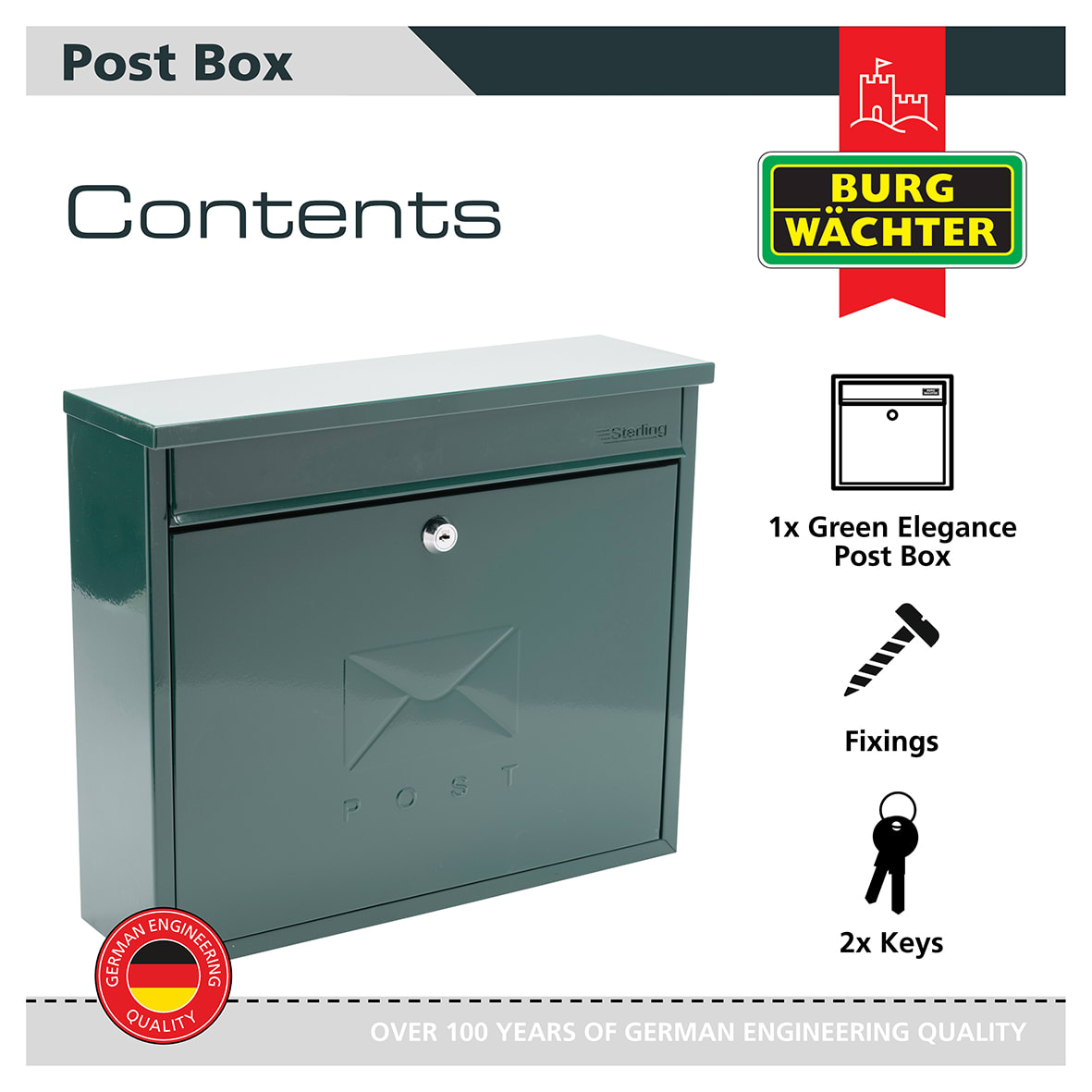 Elegance Mailbox - 362 x 310 112mm - Green - view 5
