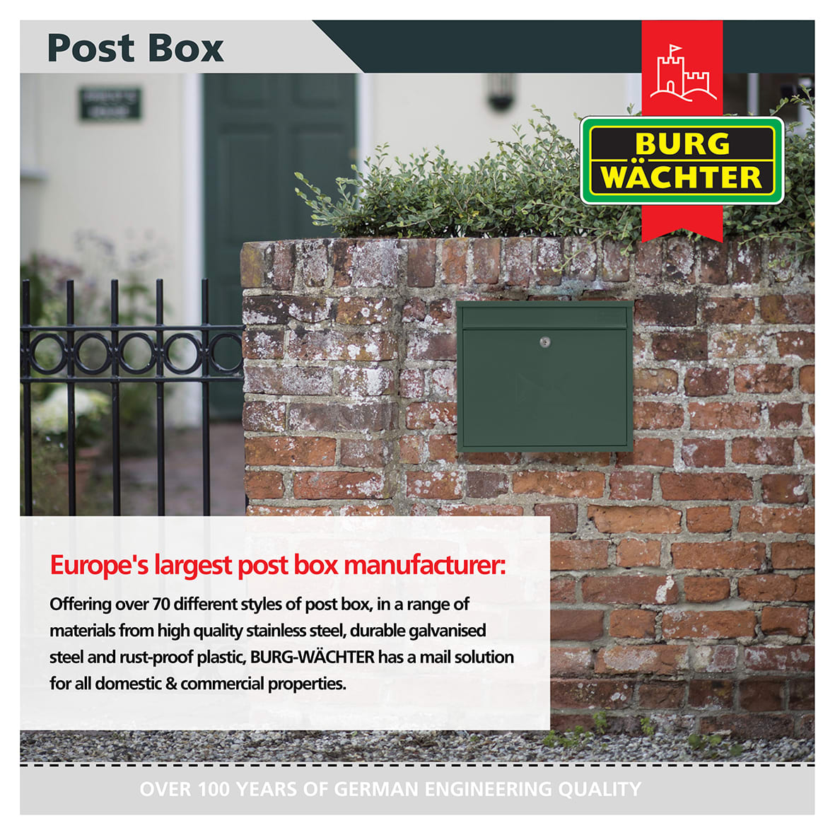 Elegance Mailbox - 362 x 310 112mm - Green - view 7