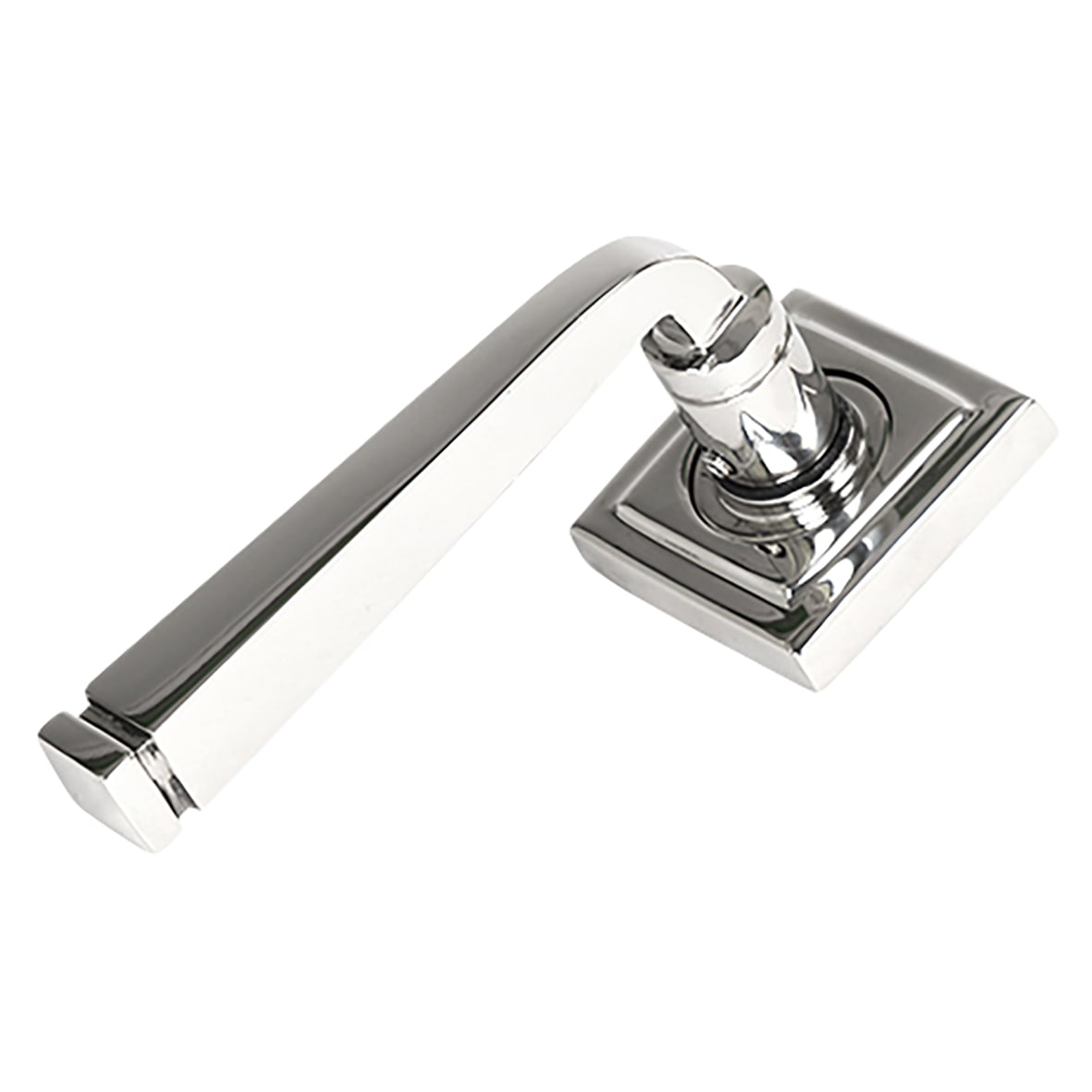 Polished Stainless Steel Door Handles on Square Rose - Avon Range - view 2