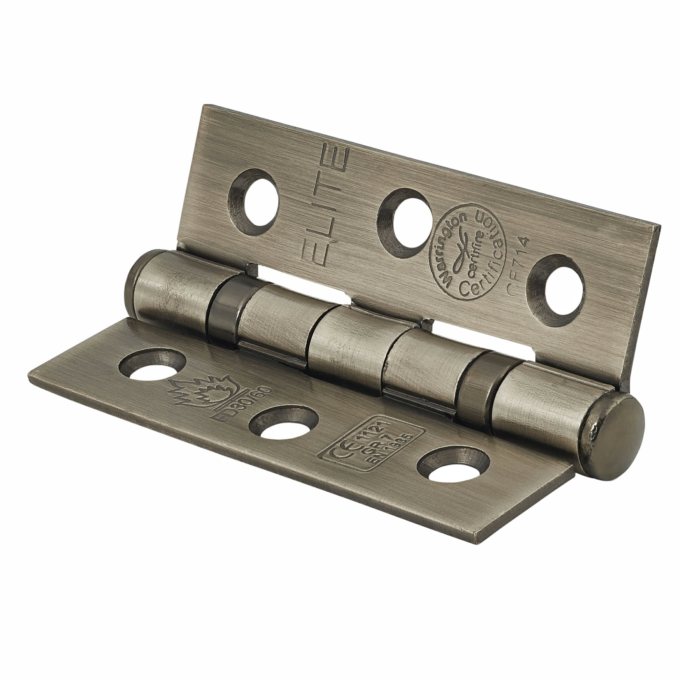 Twin Ball Bearing Grade 7 Butt Fire Door Hinge - 76 x 51 x 2mm - Antique Brass - Pair - view 3