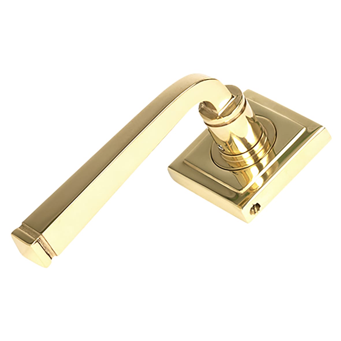 Polished Brass Door Handles on Square Rose - Avon Range - view 2