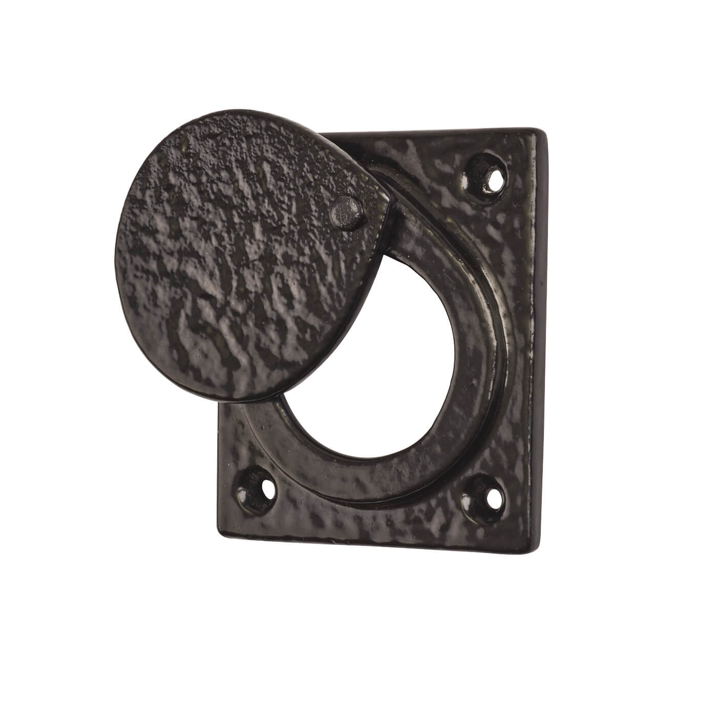 Covered Square Escutcheon - 67 x 58mm - Round - Metalized Antique Black Iron - view 2