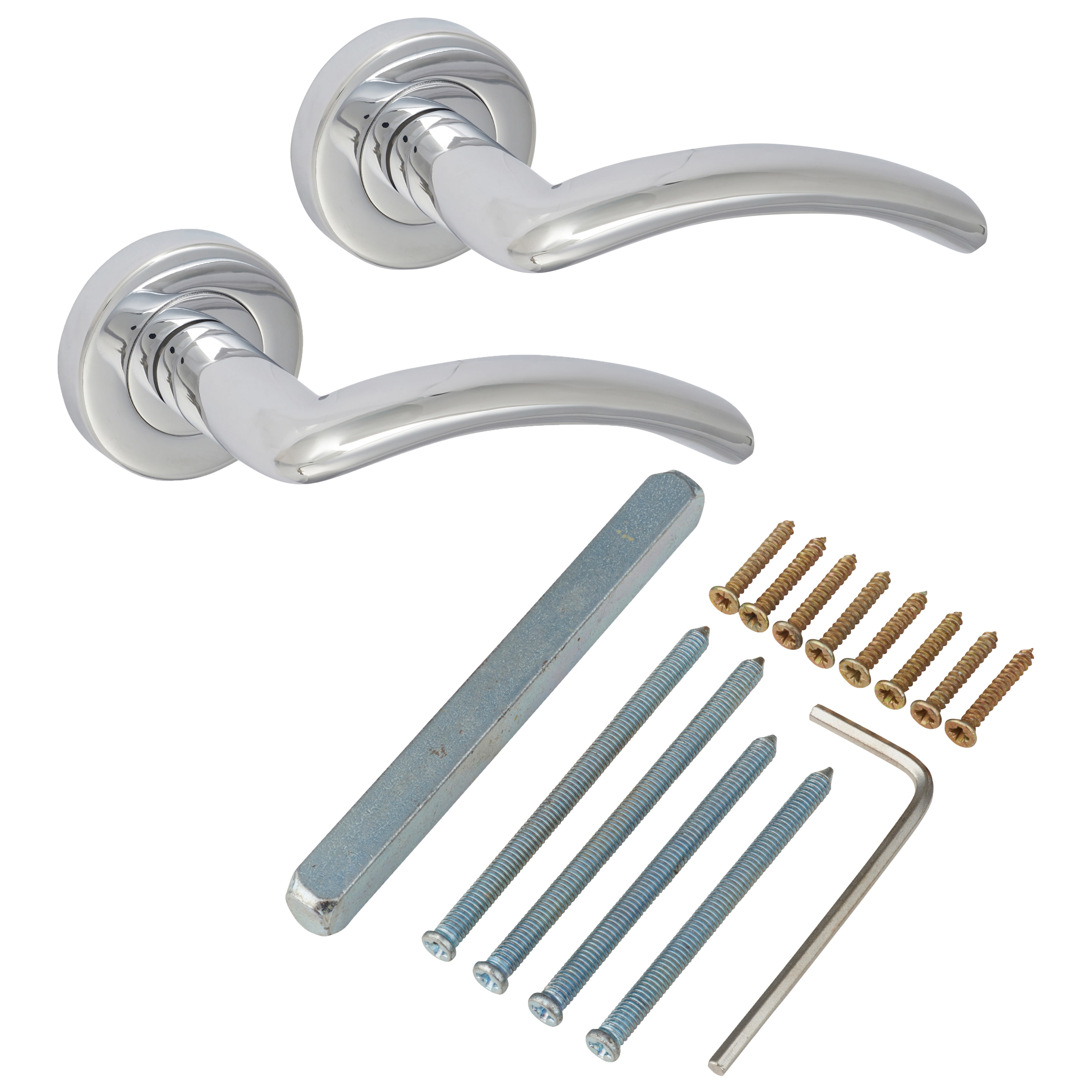Marcus Polished Chrome Door Handles on Round Rose - Centaur Range - view 3