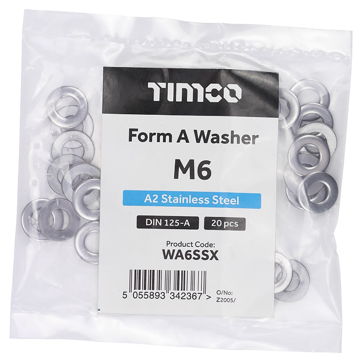 Form 'A' Washer - M6 x 12mm - A2 Stainless Steel - Pack of 20 - view 3