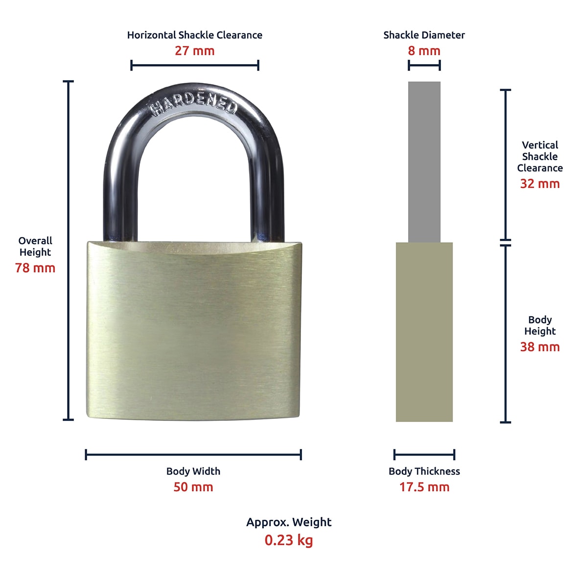 Watchman by Squire Solid Brass Padlock - 50mm Body - 30 x 28mm Shackle - Keyed to Differ - view 4