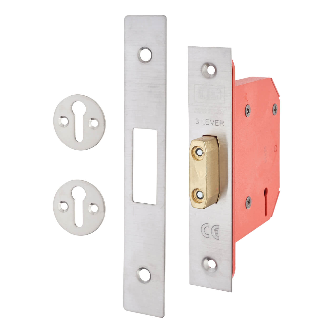 2103S StrongBOLT 3 Lever Deadlock - 68mm Case - 45mm Backset - Satin Stainless Steel - view 2