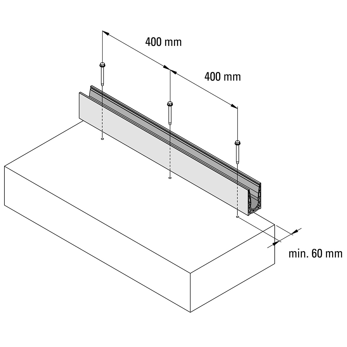 VetroMount Base Rail with 17.5mm Fitting Kit - 2500mm Length - Aluminium - view 7