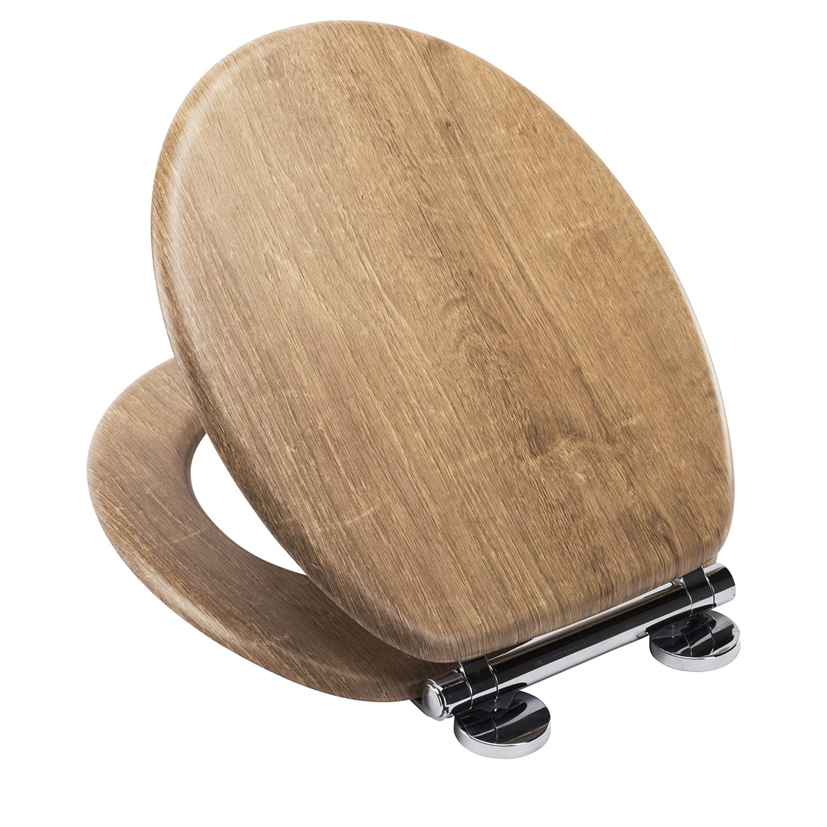 Ontario Flexi-Fix Soft Close Wooden Toilet Seat with Chrome Hinges - Teak - view 3
