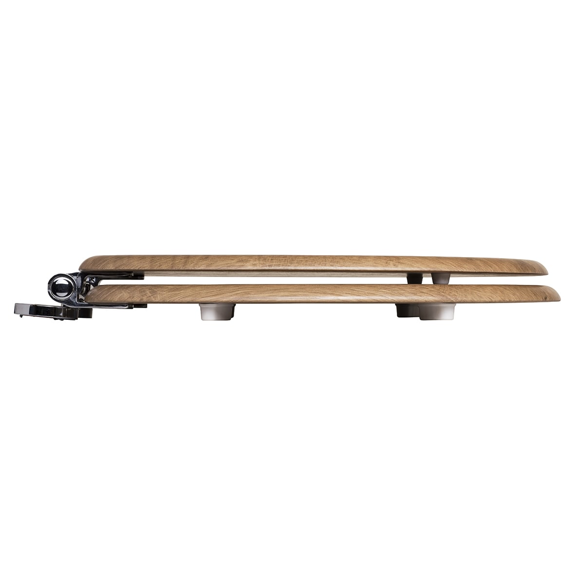 Ontario Flexi-Fix Soft Close Wooden Toilet Seat with Chrome Hinges - Teak - view 4