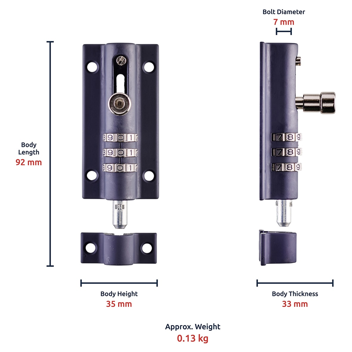 CombiBolt 3 Combination Bolt - 90mm Length - Blue - view 5